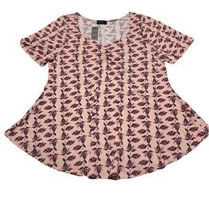 Lane Bryant Swing Top Size 18 / 20 Ruched Chest Short Sleeve Light Pink NWT